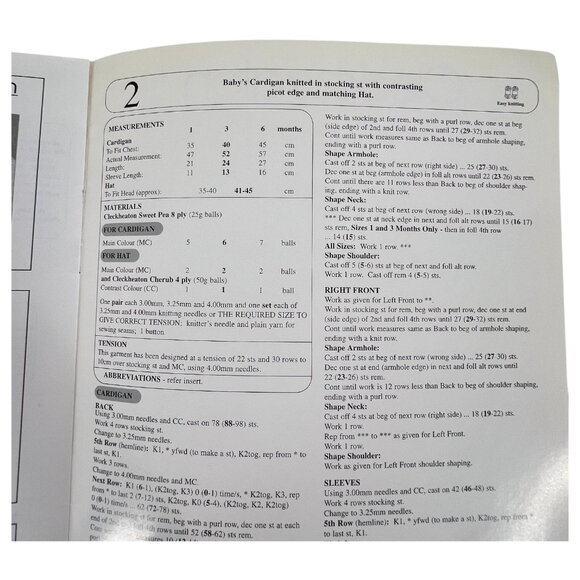 2 Cleckheaton Yarn baby Knitting Pattern Pamphlets Sweaters Hats Dress 1-6 & 0-9 - Picture 3 of 10